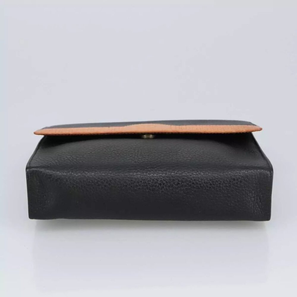 Christian Dior Pouch Leather Black Gold Auth - Picture 13 of 15